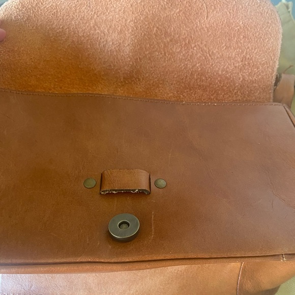 Patricia Nash Tan Italian Leather Studded Messenger Bag with Denim Accents - Picture 5 of 14